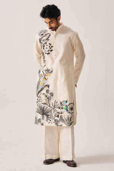 Ivory garden hand painted kurta set