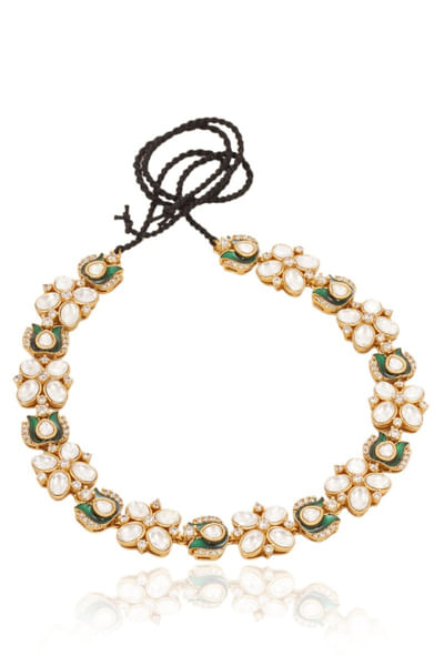 Gold and green polki embellished sheesh phool