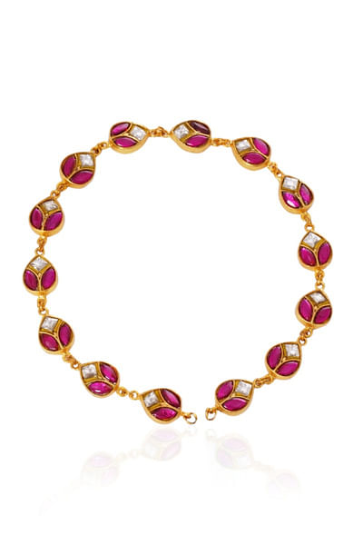 Red kundan embellished sheesh phool