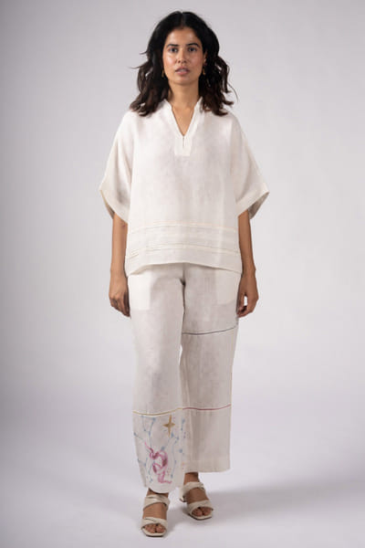 Subtle Shuttle Studio White lace hand embroidered top SUBAPR26D141715