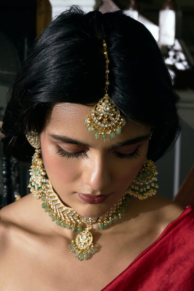 Preeti Mohan Mint green kundan mang tika PREEJUL26D348663