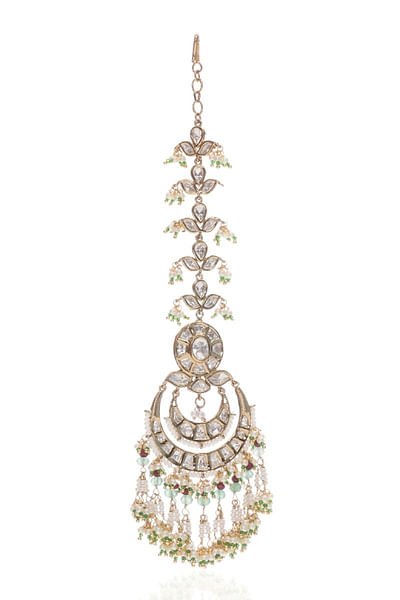 Mint kundan maangtikka