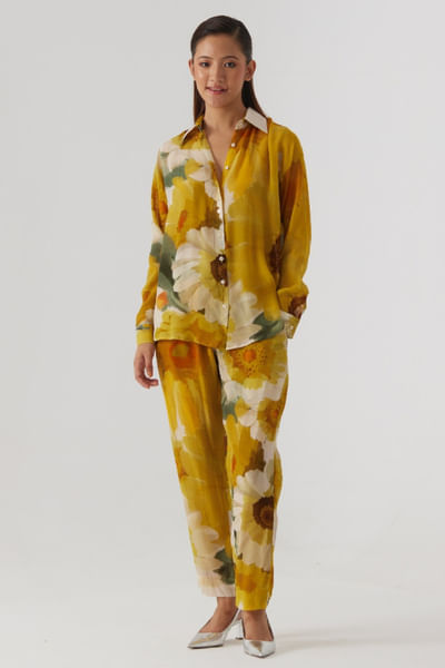 Yellow sunflower hand-painted co-ord set