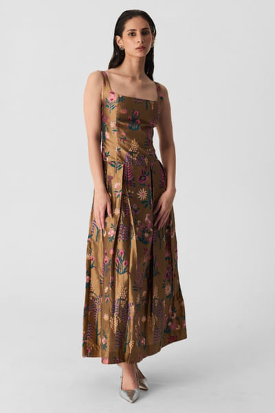 Multicolour hand block printed dress