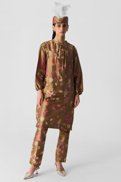 Multicolour hand block print kurta set