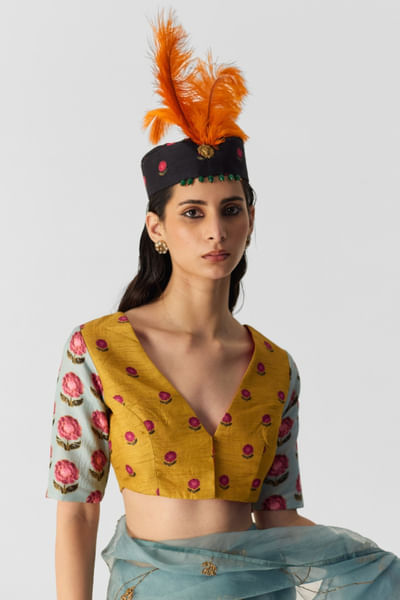 Yellow floral printed blouse