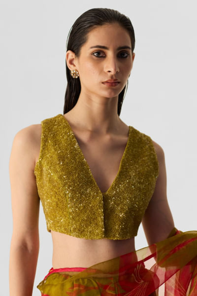Lime embroidered blouse