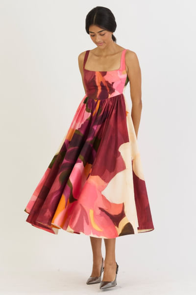 Multicoloured cherry printed dress