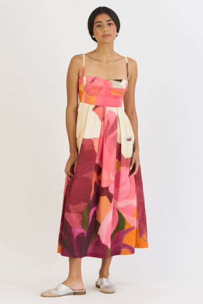 Multicoloured cherry print bralette dress