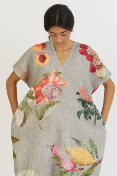 Blue printed kaftan dress