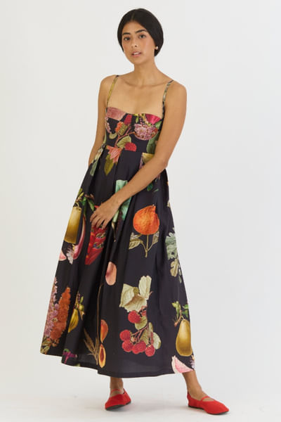 Black printed bralette dress