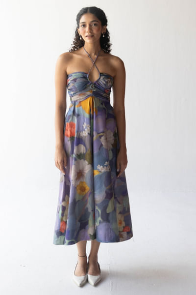 Blue garden printed dress