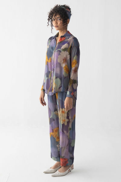 Blue crepe printed co-ord set