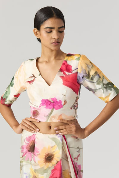 White floral printed blouse