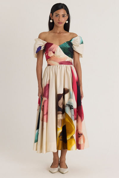 Off-white floral printed dress