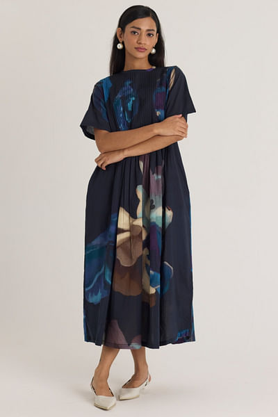 Black floral printed dress