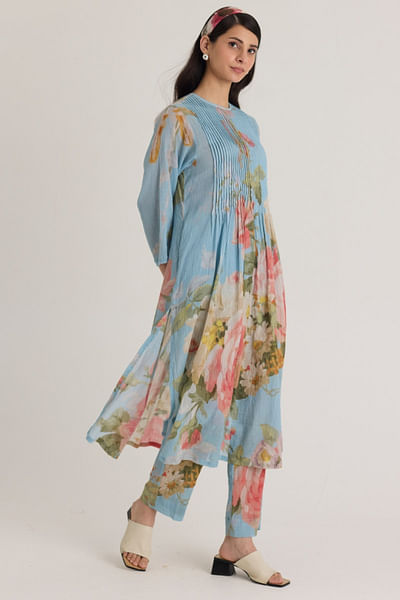 Blue printed kurta set