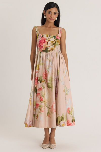 Pink embroidered dress