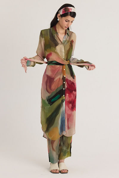 Multicolour floral printed kurta set