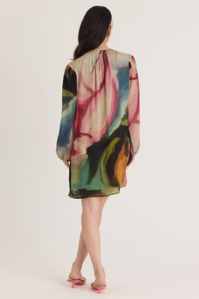 Yam India Multicolour floral printed short dress YAMJUL25D230812