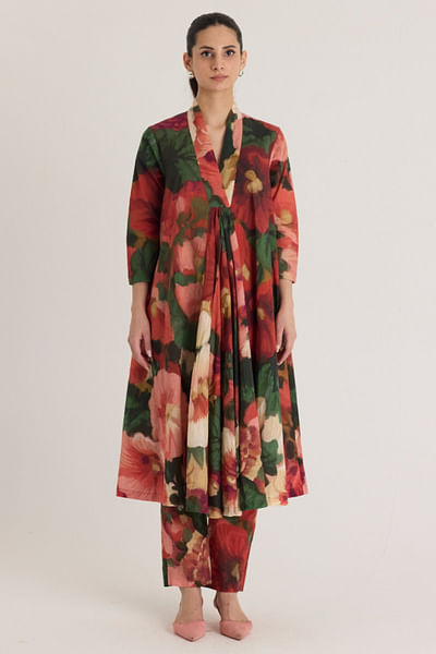 Multicolour floral printed kurta set
