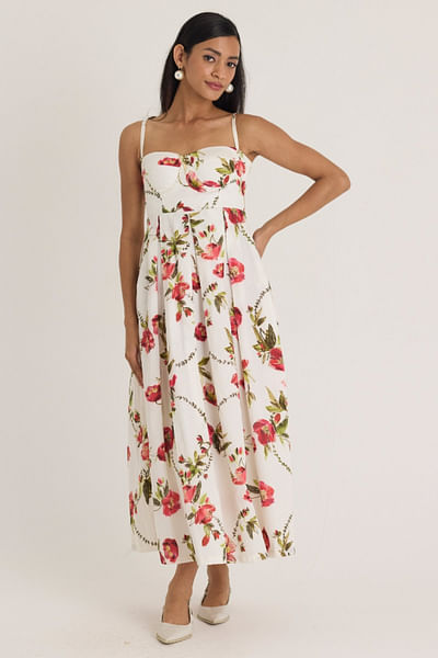 White floral printed bralette dress