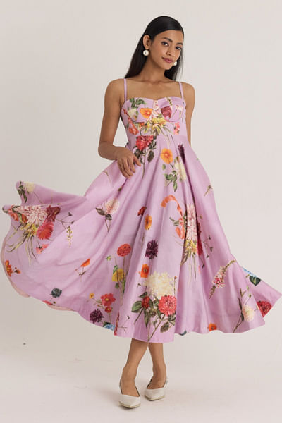 Lilac floral printed bralette dress