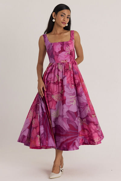 Pink floral printed dress