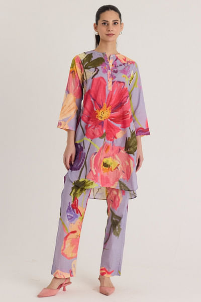 Multicolour floral prints kurta set