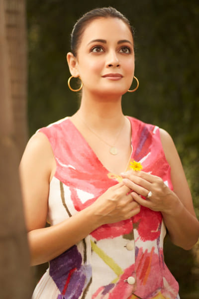 Off white floral printed waistcoat and skirt