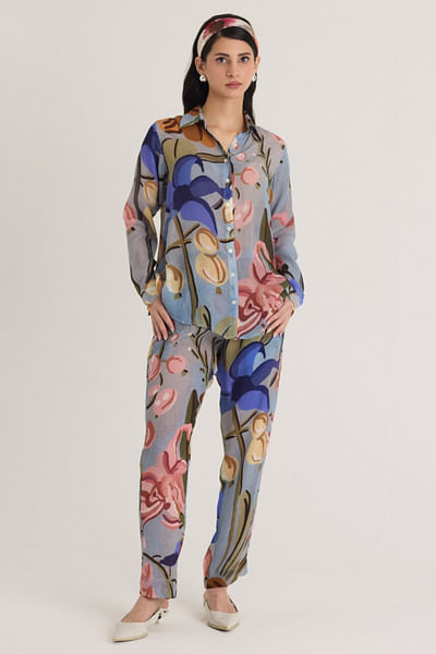 Blue floral printed co-ords