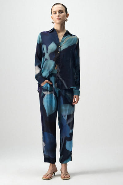 Blue abstract printed co-ord set