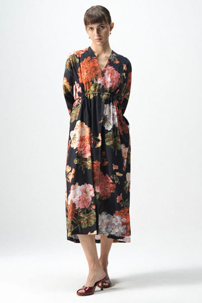 Black floral printed kaftan dress