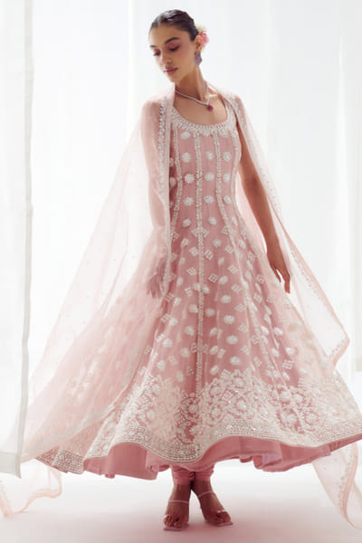 Suhino Pink embroidered anarkali set SUHJUN25D229874