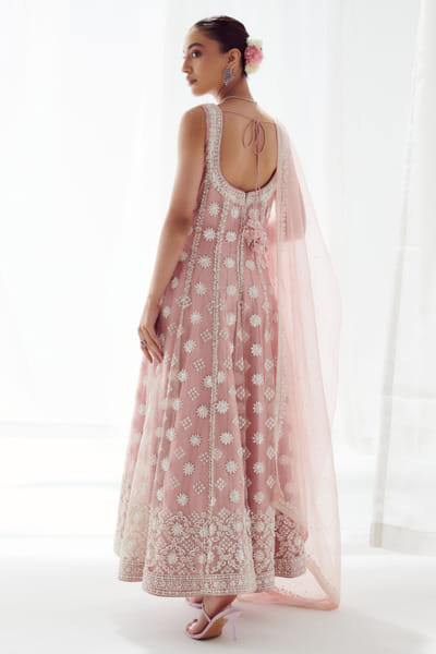 Suhino Pink embroidered anarkali set SUHJUN25D229874