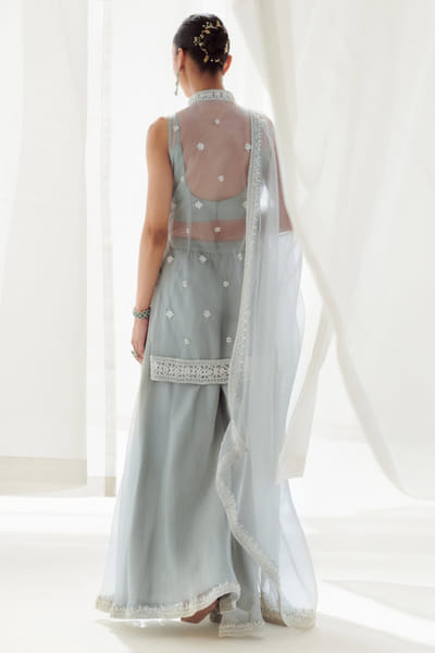 Suhino Grey embroidered sharara set SUHJUN25D229883
