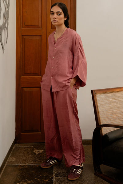 Old rose silk shirt
