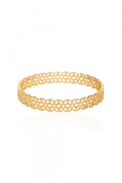 Gold plated floral jaali bangle