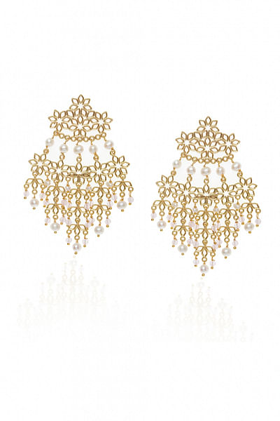 Gold plated floral danglers