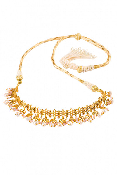 Gold plated floral jali necklace