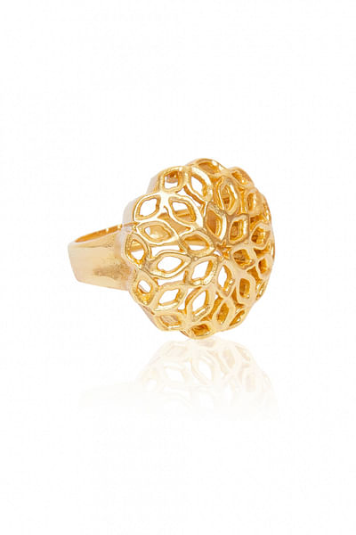 Gold plated floral jali ring