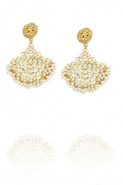 Gold plated earrings with pearl beads