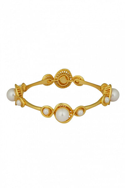 Gold plated pearl bangle