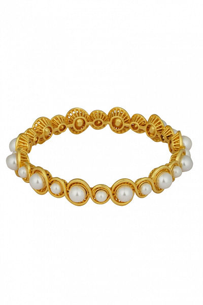 Gold plated pearl bangle