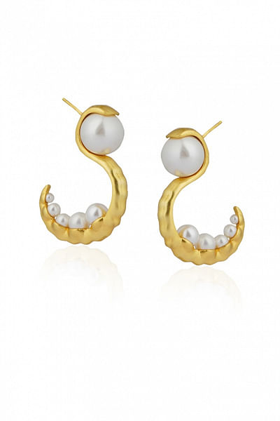 Gold plated pearl hoops
