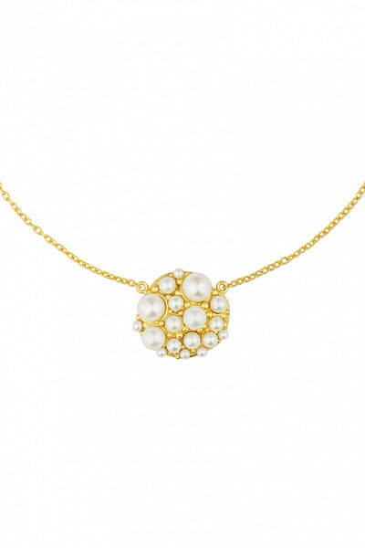 Gold plated pearl cluster necklace