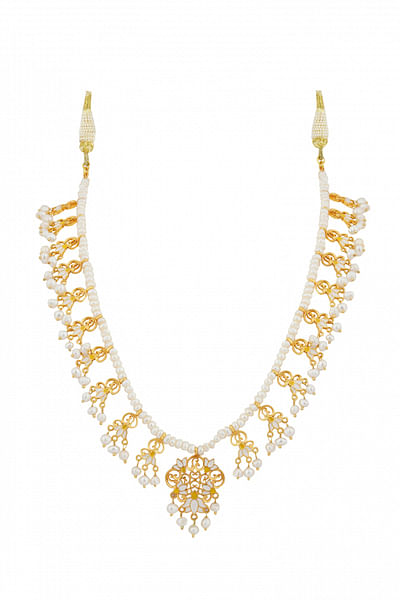 Gold plated pearl necklace