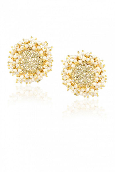 Gold plated pearl studs