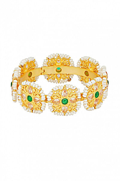 Gold plated floral bracelet