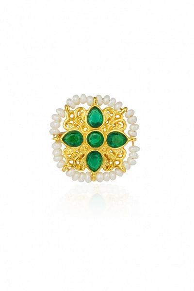 Green cz embellished ring